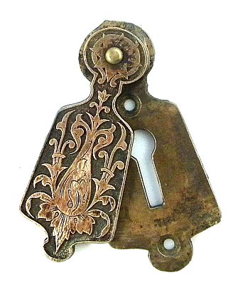 Antique Cast Bronze Keyhole Escutcheon or Cover by Russell & Erwin - Circa 1874