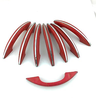 Antique Red EHM Co Kitchen Cabinet Pulls With A Aluminum Stripe (Sold Each)