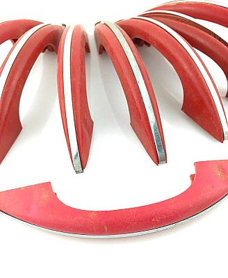 Antique Red EHM Co Kitchen Cabinet Pulls With A Aluminum Stripe (Sold Each)