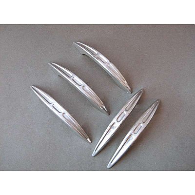Set of 5 Antique Satin Nickel Art Deco Kitchen Cabinet Pulls