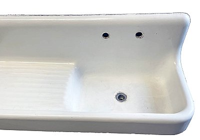 Antique 52" American Standard "Bedford" White Cast Iron Enameled Farmhouse Sink With Drainboard and Backsplash - Circa 1926