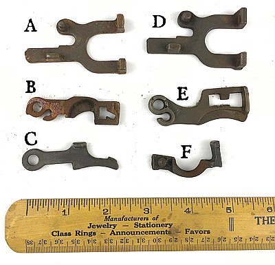 Reading Hardware Co. Antique Mortise Lock Parts - Tail Pieces, Drawbacks
