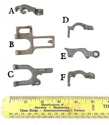 Russell & Erwin Antique Mortise Lock Parts - Tail Pieces, Drawbacks