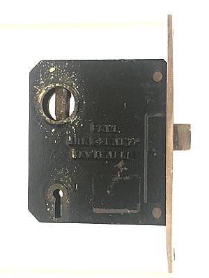 Antique Cast Bronze & Steel Interior Mortise Door Lock by Niles and Chicago Hardware Co.- Circa 1878