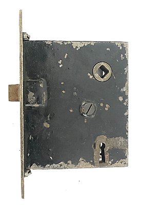 Antique Cast Iron & Steel Interior Mortise Door Lock in "Ceylon" Design by P. & F. Corbin - Circa 1900