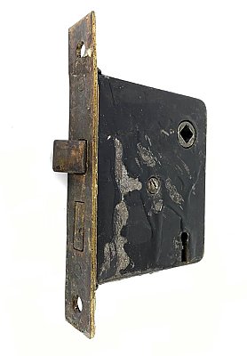 Antique Interior Mortise Door Lock - Brass-Plated Faceplate
