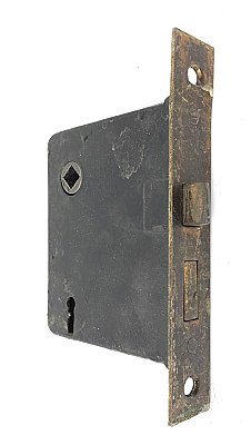 Antique Interior Mortise Door Lock - Brass-Plated Faceplate