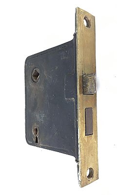 Antique Interior Mortise Door Lock - Brass-Plated Faceplate
