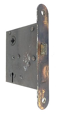 Antique Russell & Erwin Interior Door Mortise Lock - Radius Corner - Flashed Copper Faceplate