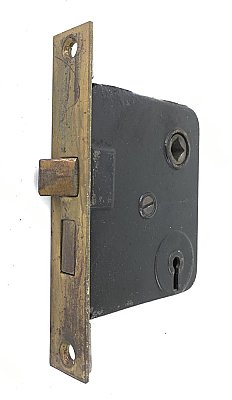 Antique Interior Mortise Door Lock - Brass-Plated Faceplate