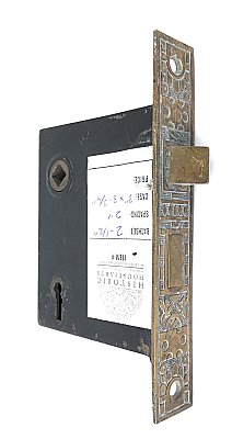 Antique  Interior Mortise Door Lock - Solid Bronze Faceplate
