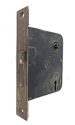 Antique Interior Mortise Door Lock - Brass-Plated Faceplate