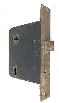 Antique Interior Mortise Door Lock - Brass-Plated Faceplate