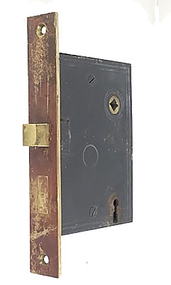 Antique Cast Bronze & Iron Mortise Exterior Mortise Door Lock by Russell & Erwin Co. - Circa 1870