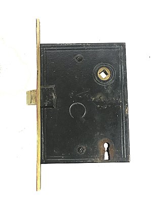 Antique Cast Bronze & Iron Mortise Exterior Mortise Door Lock by Russell & Erwin Co. - Circa 1870