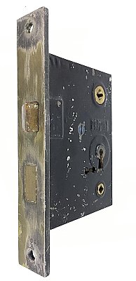 Antique Nickel Plated Privacy Mortise Door Lock by Norwalk Lock Co.  - Circa 1910