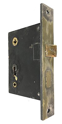 Antique Nickel Plated Privacy Mortise Door Lock by Norwalk Lock Co.  - Circa 1910