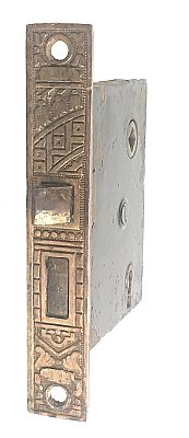 Antique Cast Bronze Interior Mortise Door Lock in "Ceylon" Design by P. & F. Corbin - Circa 1895