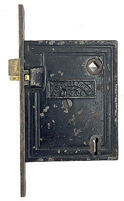 Antique Cast Bronze & Steel Interior Mortise Door Lock by Russell & Erwin - Circa 1887