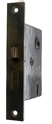 Antique Cast Bronze & Steel Interior Mortise Door Lock - Circa 1890