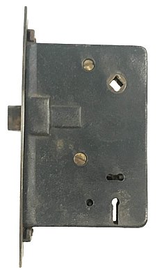 Antique Cast Iron & Steel Exterior Mortise Door Lock - Circa 1900