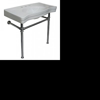 Kingston Brass Imperial Ceramic Console Sink with Stainless Steel Legs - Polished Chrome