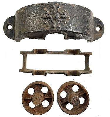 Antique Cast Iron Sliding or Pocket Door Hanger or Sheave by Russell & Erwin - Circa 1875