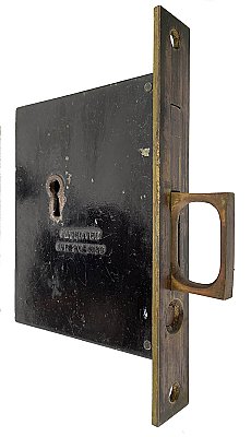 Antique Sliding/ Pocket Door Lock Set in "New York" Design by P. & F. Corbin - Circa 1895