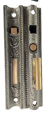 Antique Cast Iron Astragal Face Sliding or Pocket Door Set in "Broken Leaf" Design by Lockwood Mfg. - Circa 1886