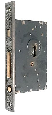 Antique Cast Iron and Bronze Pocket Door Lock - Circa 1880