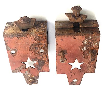 Pair of Antique Cast Iron Barn or Sliding Door Hangers - Circa 1880