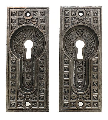 Antique Cast Iron Pocket or Sliding Double Door Pulls by Norwalk Lock Co. - Circa 1890