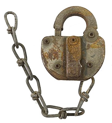 Antique Adlake Padlock with Chain - Circa 1936