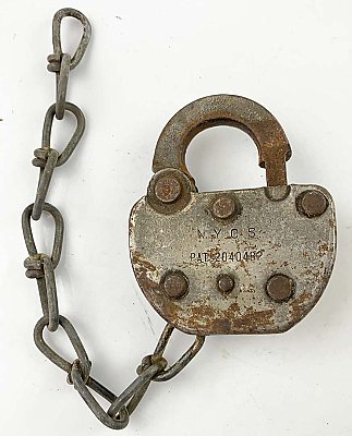 Antique Adlake Padlock with Chain - Circa 1936