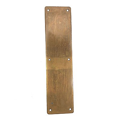 Antique Wrought Bronze Door Push Plate - 3-1/2" x 14" - Circa 1940