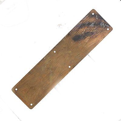 Antique Wrought Bronze Door Push Plate - 3-1/2" x 14" - Circa 1940