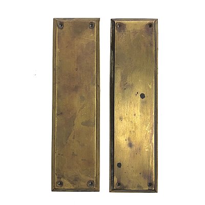 Antique Petite Wrought Bronze Push Plate Pair