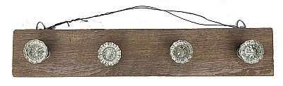 Repurposed Reclaimed  Antique Barn Wood Wall Hook Rack with Glass Door Knobs