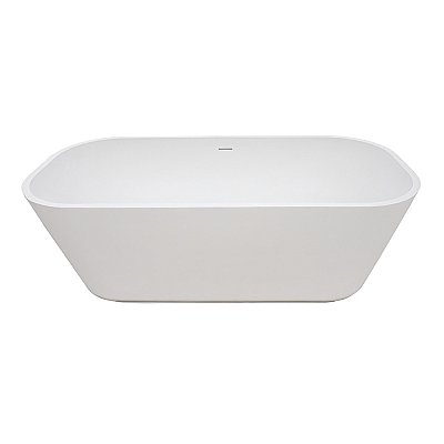 Arcticstone 65-Inch Solid Surface White Stone Freestanding Tub with Drain, Matte White
