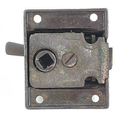 Antique Cast Iron Aesthetic Pattern Screen Door Latch and Lever Handle - Broken Spring - As Is - Circa 1880