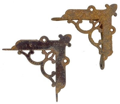 Antique Victorian Cast Iron Screen Door Corner Bracket Pair by J.B. Shannon & Sons - Circa 1894