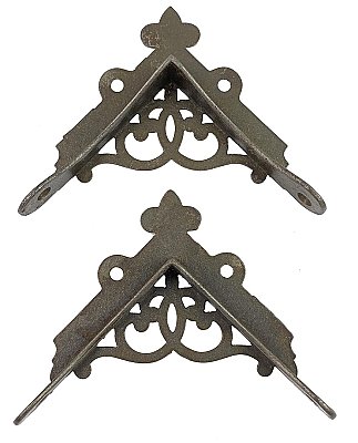 Antique Victorian Cast Iron Screen Door Corner Bracket Pair by Reading Hardware - Circa 1911