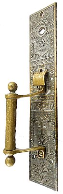 Antique Cast Brass Store Door Pull in "Arcadia" Design By Sargent & Co. - Circa 1888