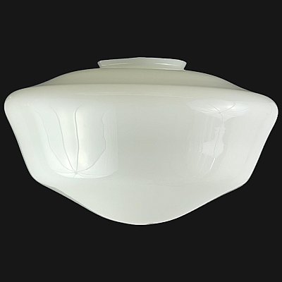 Antique Glass Schoolhouse Lighting Fixture Shade - 18" Wide - 6" Fitter - Circa 1900