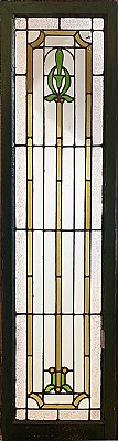 Antique Arts & Crafts Stained Glass Sidelights Window Sash - Circa 1910