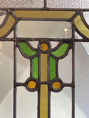 Antique Arts & Crafts Stained Glass Sidelights Window Sash - Circa 1910