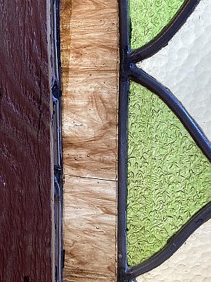 Antique Elizabethan Stained Glass Window Sash Circa 1880 - Blue, Green, Purple, Amber