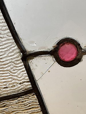 Antique Queen Anne Arched Top Stained Glass Transom Window Sash - Circa 1880