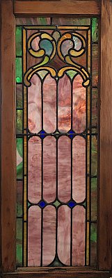 Antique Queen Anne Stained Glass Window Circa 1890 - Pinks, Green, Blue