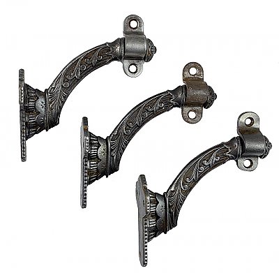 Set of Three Antique Gothic Revival Cast Iron Handrail Brackets by Sargent & Co. - Circa 1888